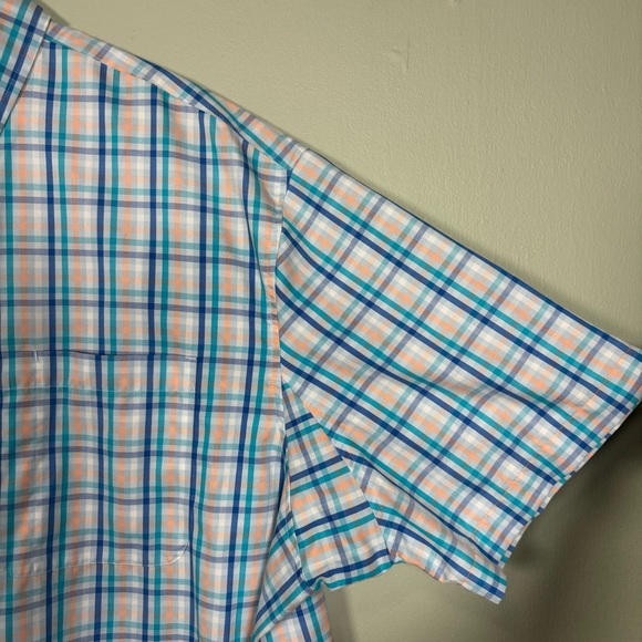 Duluth Trading Co Magnetic Buttons Short Sleeve Plaid Shirt-Blue/Orange-Men XXL - Picture 4 of 7